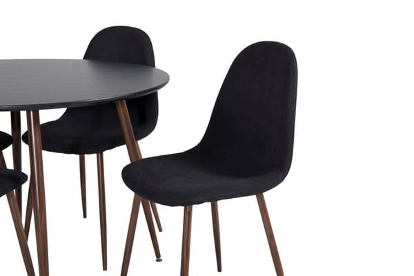 PlazaBLWA100 spisebordssæt spisebord sort og 4 Polar stole sort.