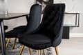 Miniatyrbilde 6 av 6: Dipp180x90BLBR spisegruppe spisebord svart og 6 Velvet Deluxe spisestuestoler velour svart, messing dekor.