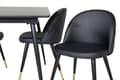 Miniatyrbilde 3 av 6: SilarBLExt spisegruppe spisebord uttrekksbord lengde cm 120 / 160 svart og 4 Velvet spisestuestoler PU kunstskinn svart.
