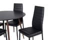 Miniatyrbilde 2 av 6: PlazaBLWA100 spisegruppe spisebord svart og 4 Slim High Back spisestuestoler PU kunstskinn svart.
