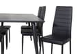 Miniatyrbilde 3 av 6: Dipp180x90BLBL spisegruppe spisebord svart og 6 Slim High Back spisestuestoler PU kunstskinn svart.