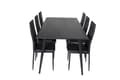Miniatyrbilde 2 av 6: Dipp180x90BLBL spisegruppe spisebord svart og 6 Slim High Back spisestuestoler PU kunstskinn svart.