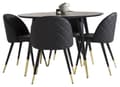 Miniatyrbilde 2 av 5: DippØ115BLBR spisegruppe spisebord svart og 4 Velvet spisestuestoler PU kunstskinn svart.
