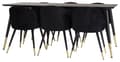 Miniatyrbilde 2 av 5: Dipp180x90BLBR spisegruppe spisebord svart og 6 Velvet spisestuestoler velour svart, messing dekor.
