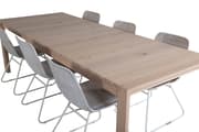 SliderWW spisebordssæt spisebord  udtræksbord længde cm 170 / 250 eg hvid washeded og 6 Cirebon stole rattan whitewash.