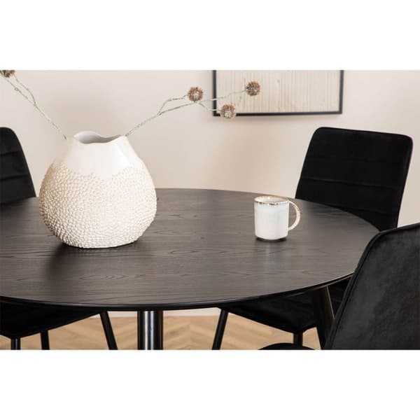 DippØ115BLBL spisegruppe spisebord svart og 4 Windu Lyx spisestuestoler velour svart.