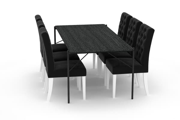 Thars Spisebord 200 cm med 6st Jenny Spisebordsstol Velour