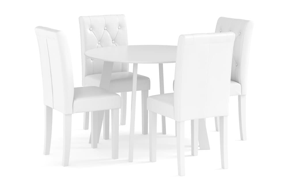 FLY Bord 90 cm Rund + 4 BRUNNEVIK Stolar Vit