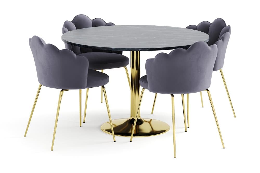 CAPRI Bord 120 cm Rund + 4 BRODDHULT Stolar Grå