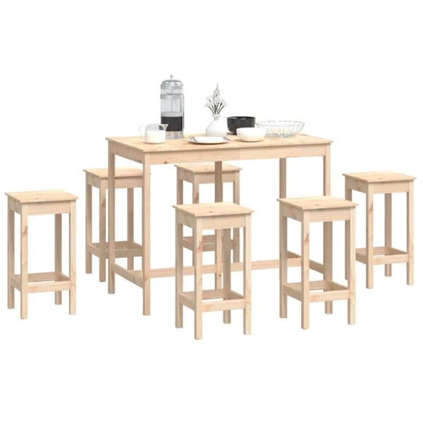 vidaXL Barsett 7 deler heltre furu