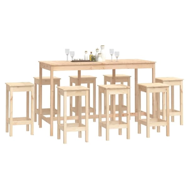 vidaXL Barsett 9 deler heltre furu