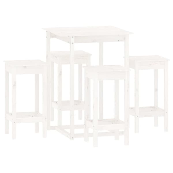 vidaXL Barsett 5 deler hvit heltre furu