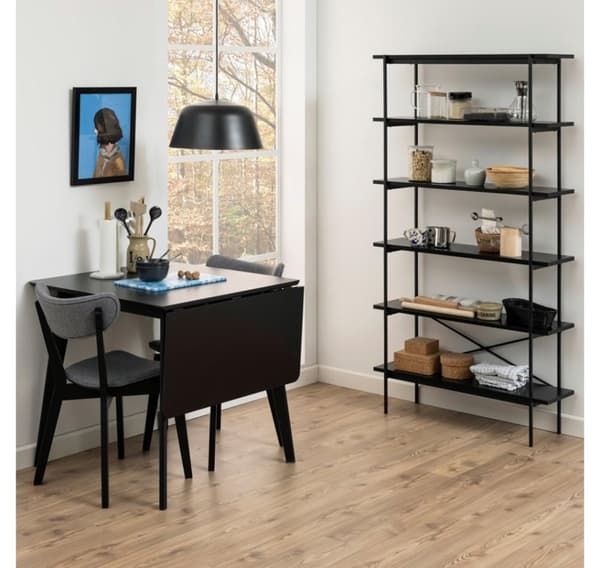 Spisebord ROXBY, 80/120x80xH76cm, sort
