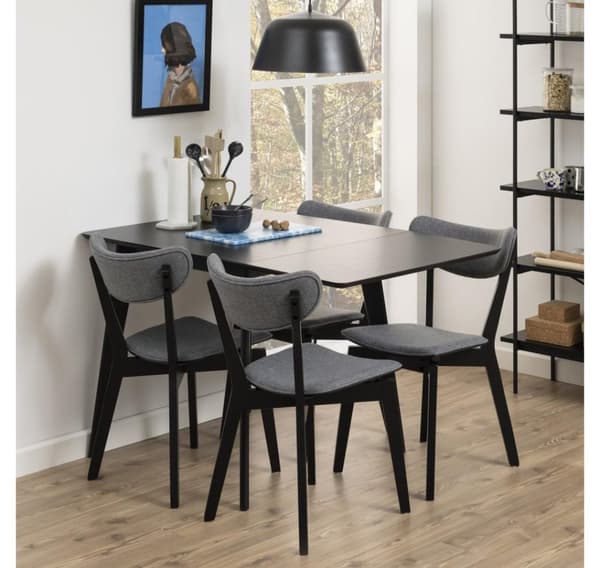 Spisebord ROXBY, 80/120x80xH76cm, sort