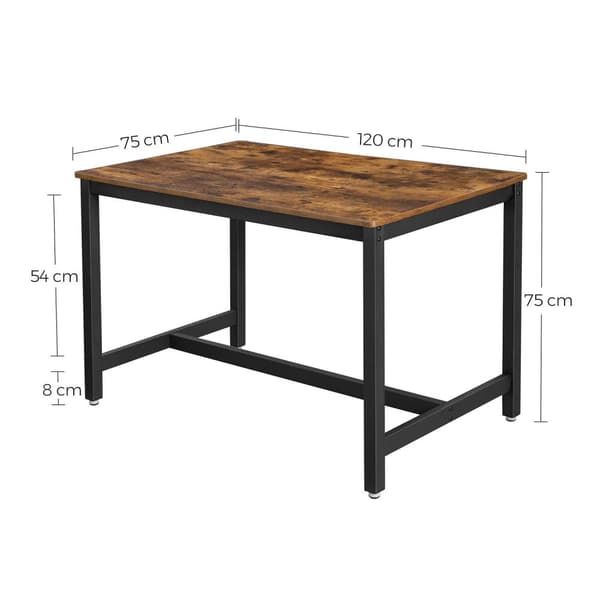 Rootz keittiön pöytä - Ruokailutilan pöytä 4 hengelle - Sohvapöytä - Teräsrunko - Teollinen muotoilu - Vintage ruskea-musta (120 x 75 x 75 cm)
