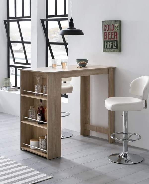 Rootz Sonoma 120 x 107,5 x 60 cm Barbord Træ køkkenbord - Bardisk med integreret hylde - Bar Bistro Bord Køkken Rektangulært - Festbord træbord - Vægm