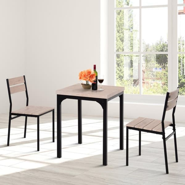 Rootz matbordsset - 3-delat - 1 matbord - 2 matstolar - MDF - metall - trälook - svart