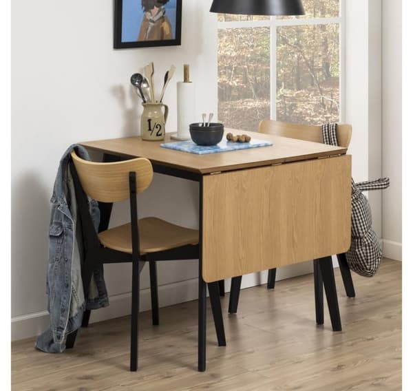 Spisebord ROXBY, 80/120x80xH76cm, eg/sort
