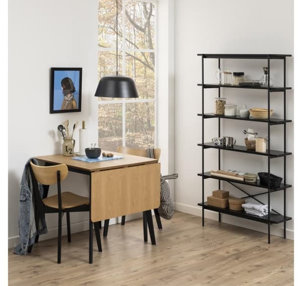 Spisebord ROXBY, 80/120x80xH76cm, eg/sort