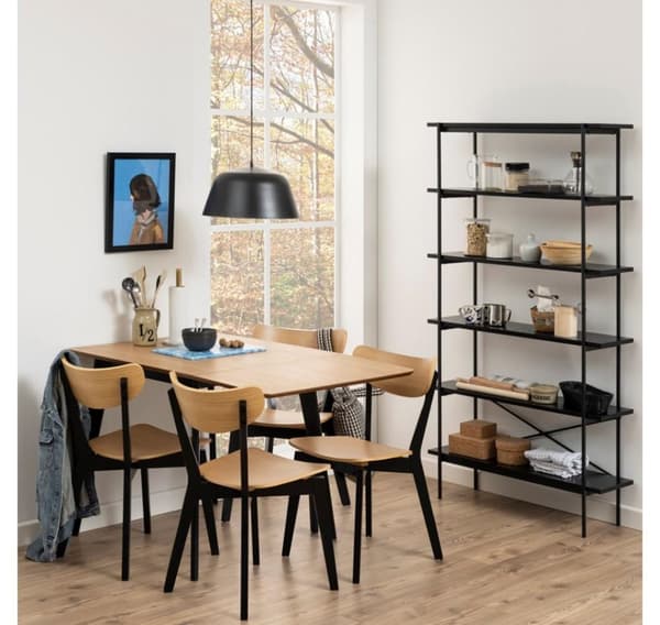 Spisebord ROXBY, 80/120x80xH76cm, eg/sort