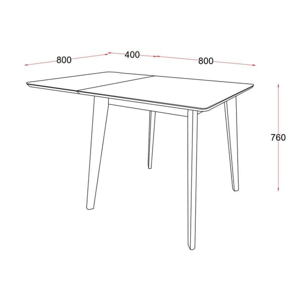 Spisebord ROXBY, 80/120x80xH76cm, eg/sort