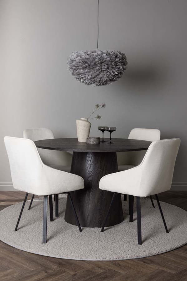 Lanzo spisegrupper bord mocca og 4 Rosie stoler beige.