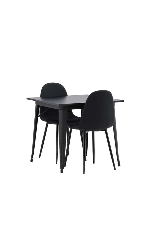 Tempe spisegrupper bord svart og 2 Polar stoler svart.