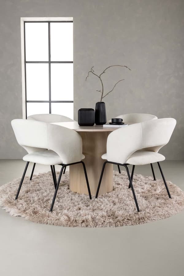 Olivia spisegrupper bord whitewash og 4 Day stoler offwhite.
