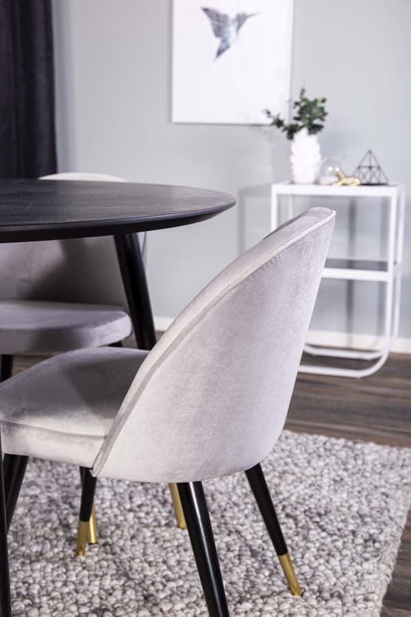 Dipp spisebordssæt bord sort og 4 Velvet stole grå.