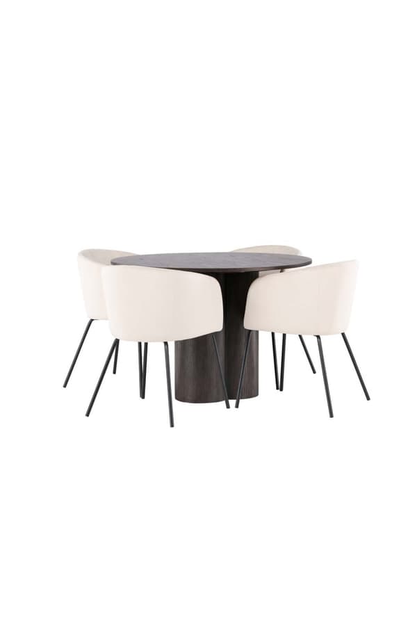 Olivia matgrupp bord mocca och 4 berit stolar beige.