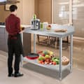 Miniatyrbild 3 av 4: Köksbord - XMTECH - 100x60x85cm - Rostfritt stål - Höjdjusterbar - 2 hyllplan