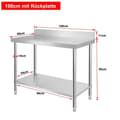 Miniatyrbild 2 av 4: Köksbord - XMTECH - 100x60x85cm - Rostfritt stål - Höjdjusterbar - 2 hyllplan