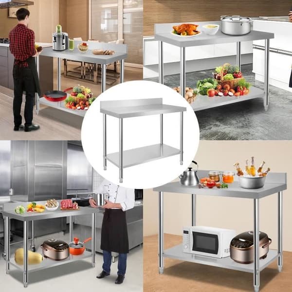 LZQ Rostfritt Stål Bord Rostfritt Stål Arbetsbord Gastro Köksbord (Med läpp, LxB xH: 100x60x85 cm)