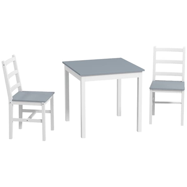 Rootz Matset - 2 personer - Matrum - 2 stolar - Köksbord - 1 bord - Furu - Vit + Grå - 75L x 75W x 73H cm