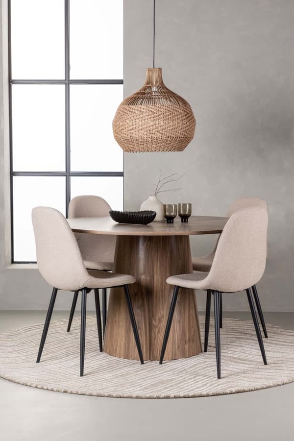 Lanzo spisegrupper bord natur og 4 Polar stoler beige.