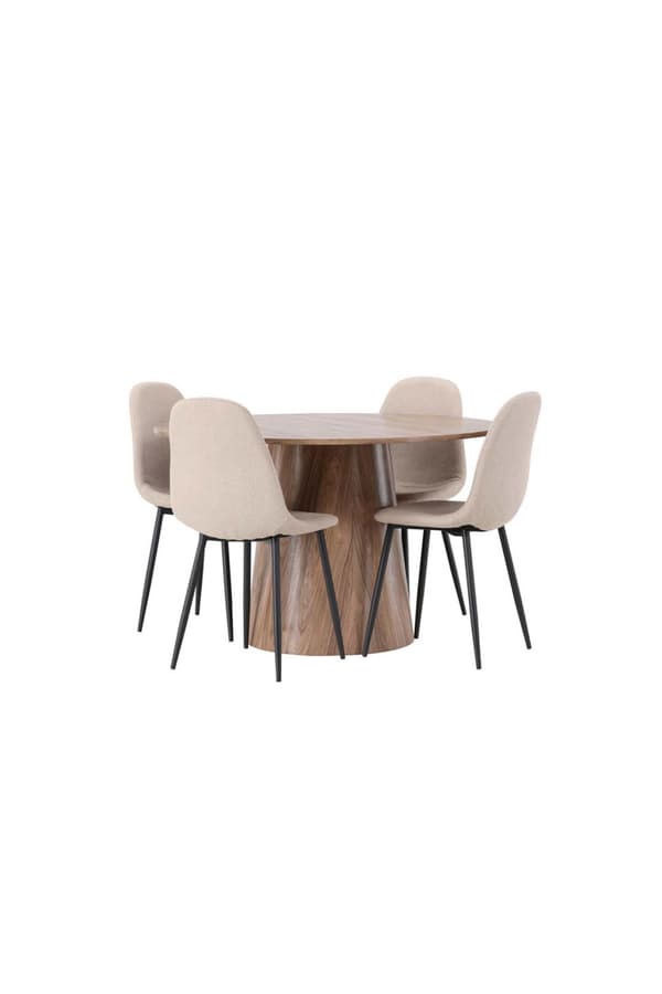 Lanzo spisegrupper bord natur og 4 Polar stoler beige.