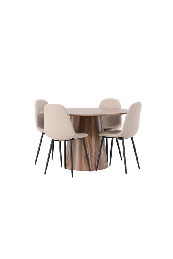 Lanzo spisegrupper bord natur og 4 Polar stoler beige.