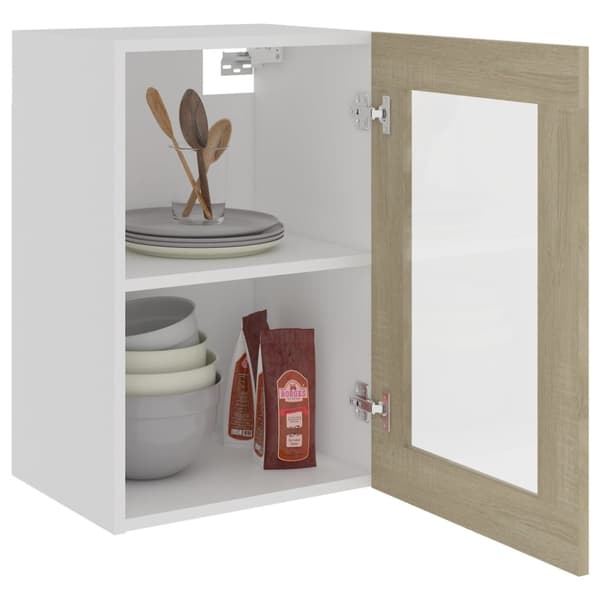 væghængt glasskab 40x31x60 cm konstrueret træ sonoma-eg