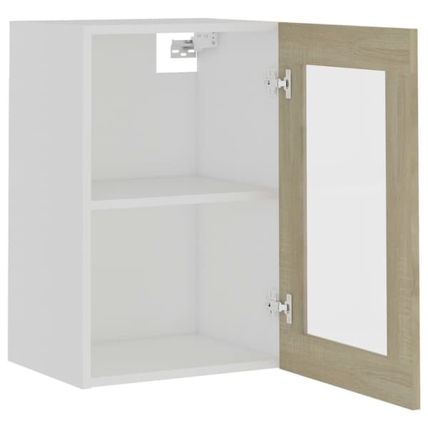 væghængt glasskab 40x31x60 cm konstrueret træ sonoma-eg