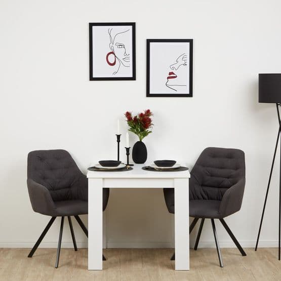 Spisebord 80x80 Cm - 2 Stole Æg Antracit Linné