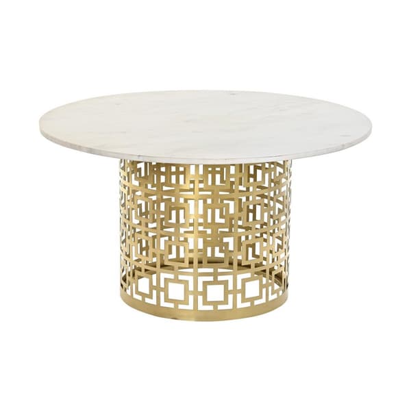 Soffbord DKD Home Decor Vit Gyllene Metall Marmor 76 x 76 x 43 cm