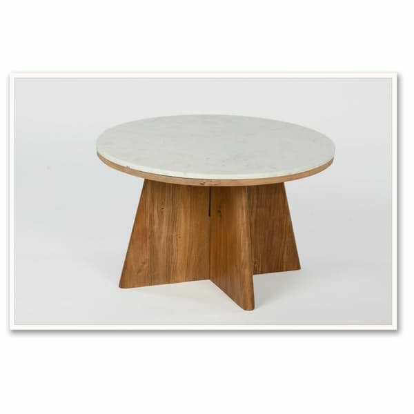 Sofabord DKD Home Decor Marmor Akacie (70 x 70 x 43 cm)