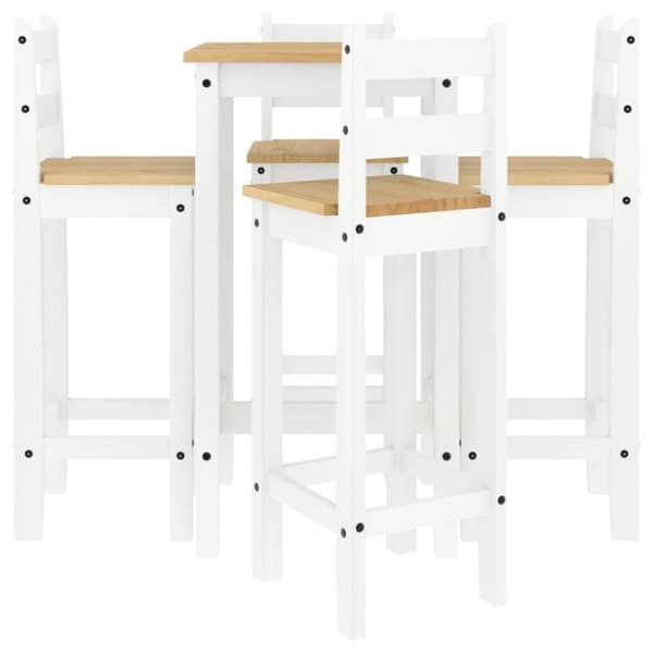 vidaXL Barsett 5 deler hvit heltre furu