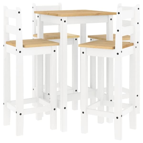 vidaXL Barsett 5 deler hvit heltre furu