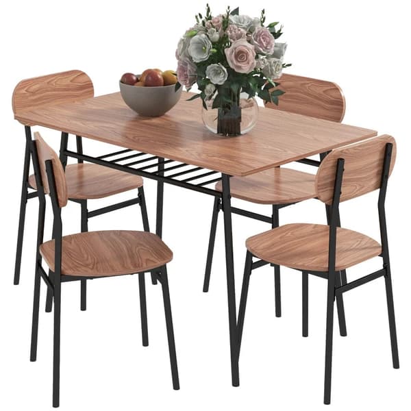 Rootz-ruokailuryhmän pöytätuolit - ruokapöydän pöytä - keittiön pöytä - teollinen muotoilu - MDF-teräs - ruskea - 110 cm x 70 cm x 75 cm