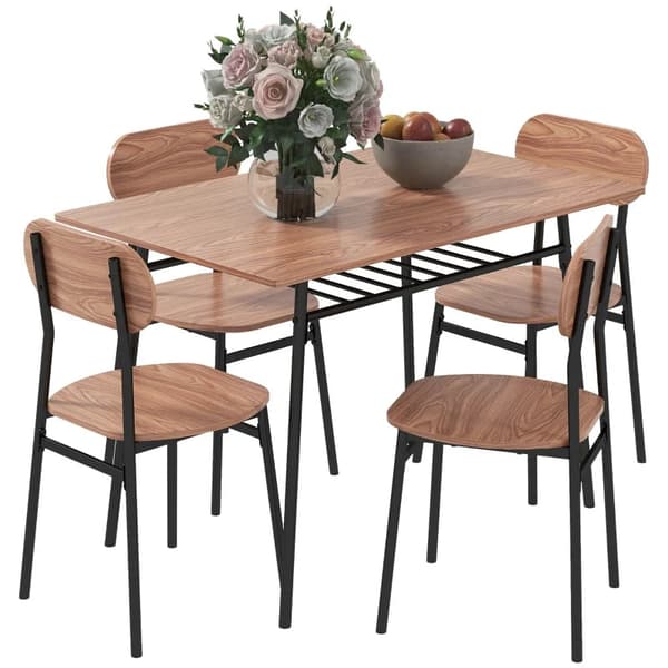 Rootz-ruokailuryhmän pöytätuolit - ruokapöydän pöytä - keittiön pöytä - teollinen muotoilu - MDF-teräs - ruskea - 110 cm x 70 cm x 75 cm