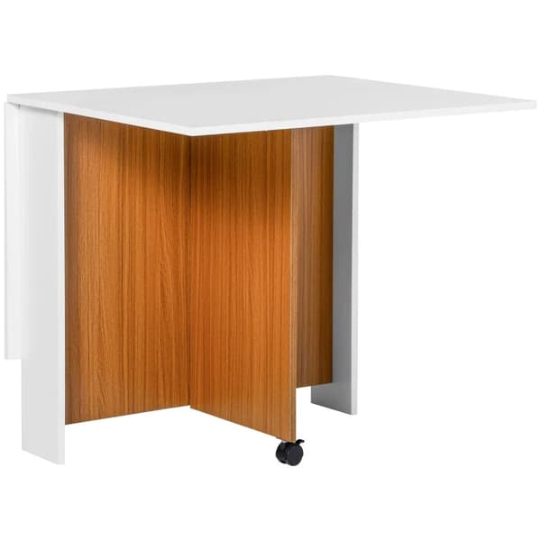 Rootz utdragbart matbord - Fällbart bord - Mobilt Modern Design - Smidigt - Löpande - Spånskiva - Teak - Vit - 120cm X 80cm X 73cm