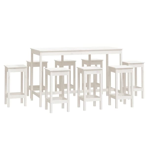 The Living Store Barmöbler 9 delar massiv furu -  Möbelset för kök & matrum