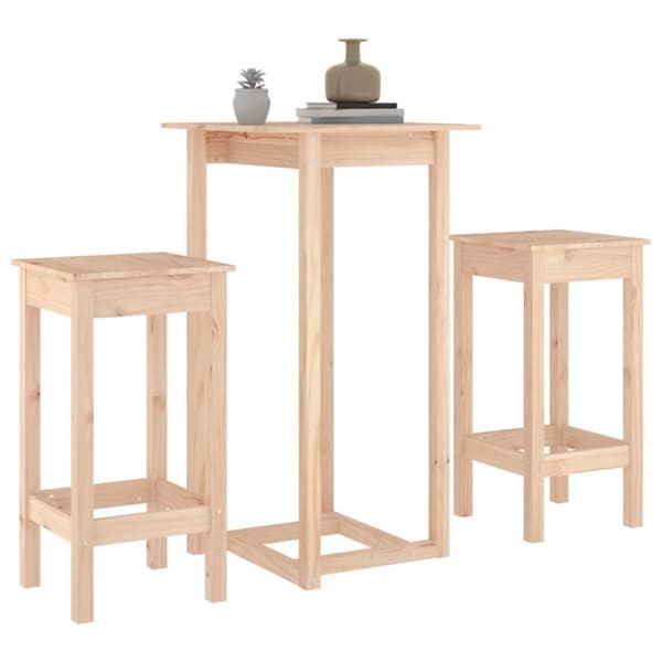 The Living Store 3-osainen Baarisarja täysi mänty -  Keittiön & ruokasalin kalusteet