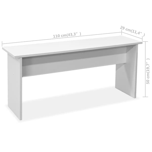 The Living Store Ruokapöytä ja penkit 3 kpl valkoinen tekninen puu -  Keittiön & ruokasalin kalusteet